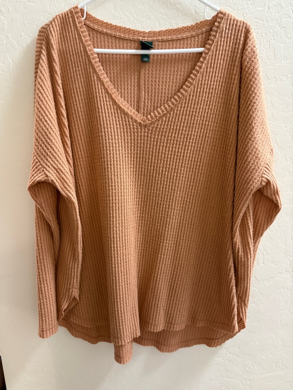 wild fable Waffle V-Neck Sweater in Peachy Tan